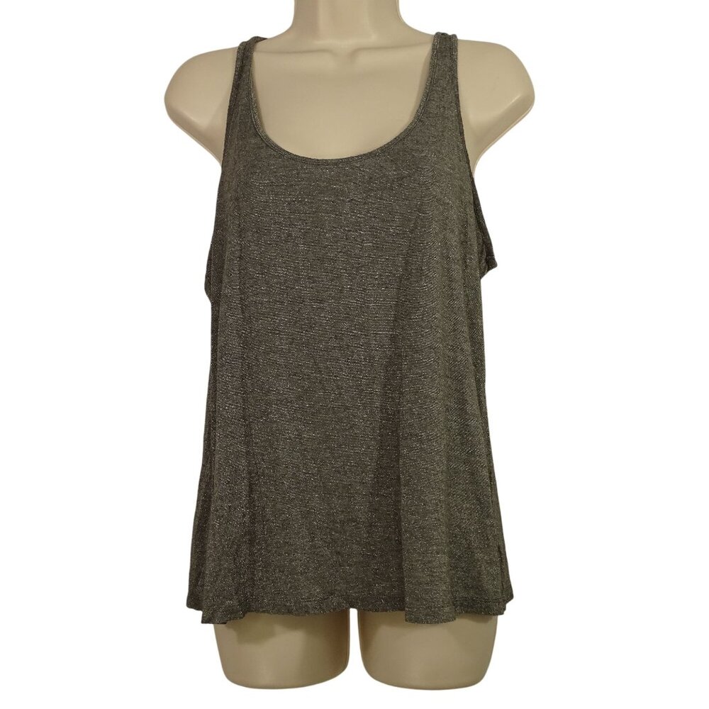 Old Navy Gray Silver Metallic Tank Top Women Size L Party Casual Stretch Fitted